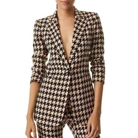 New Alice + Olivia Breann Houndstooth Tailored Blazer 0, XS $495 - Picture 1 of 8